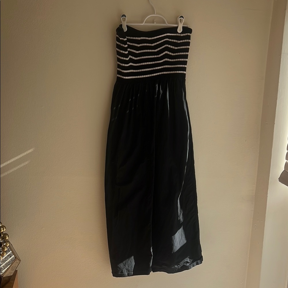 Strapless Black and White Mixed Media Dress